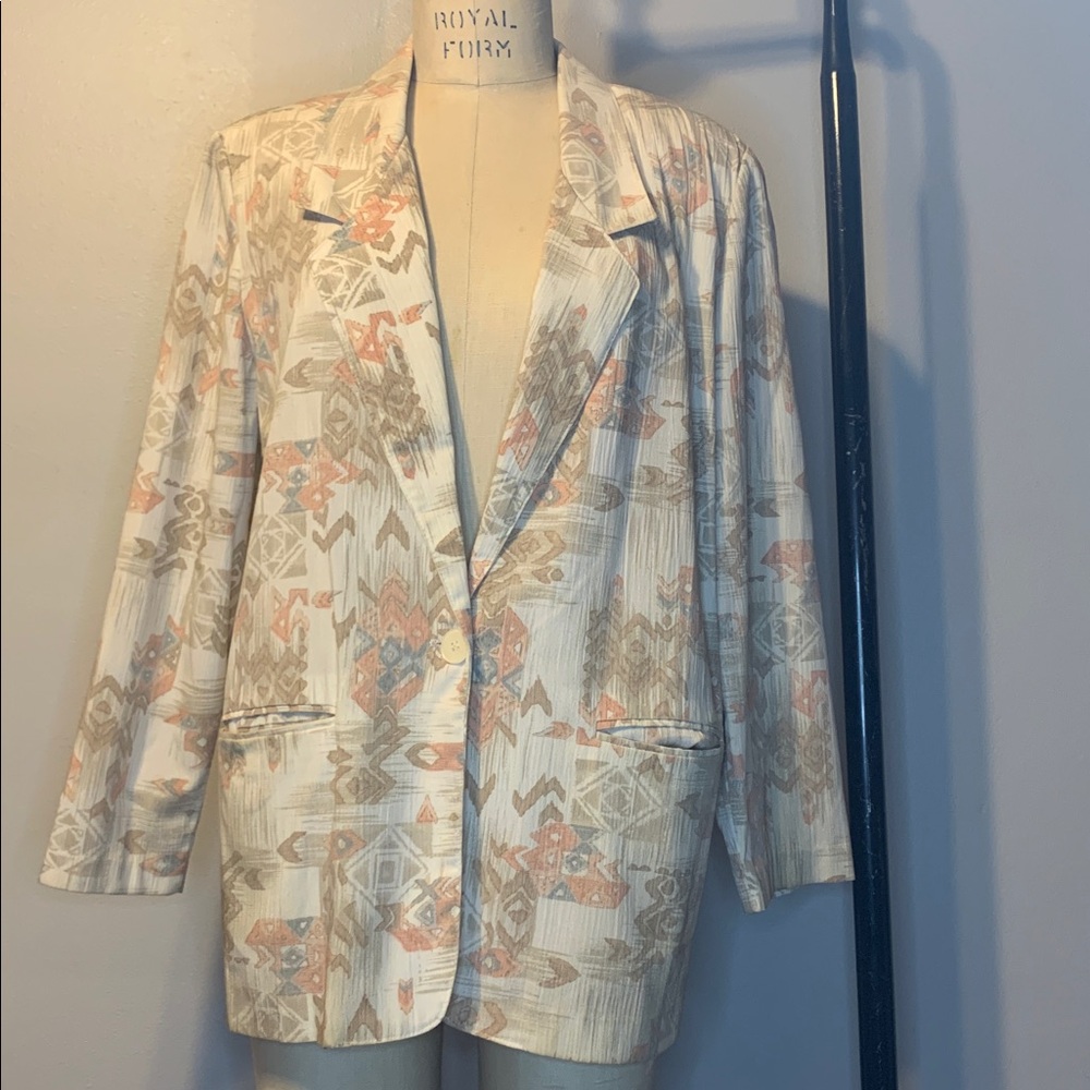 Alfred Dunner Beige and Brown Blazer